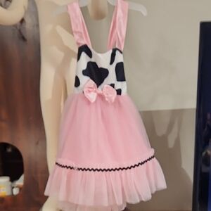 Pink and Black Cow Print Tutu Dress Great For Pagent Dress
